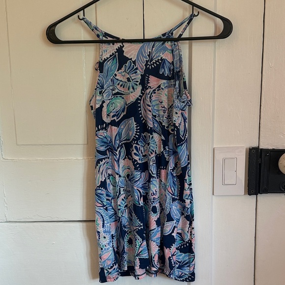 Girls Lilly Pulitzer Navy Floral Print Dress with Pink & Light Blue Accents - Picture 3 of 3